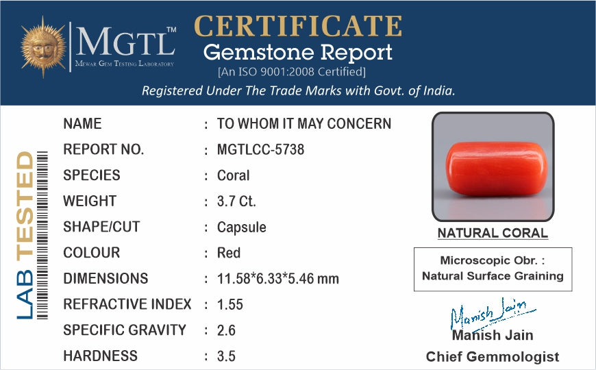 Italian Red Coral - 3.7 Carat Limited Quality CC-5738