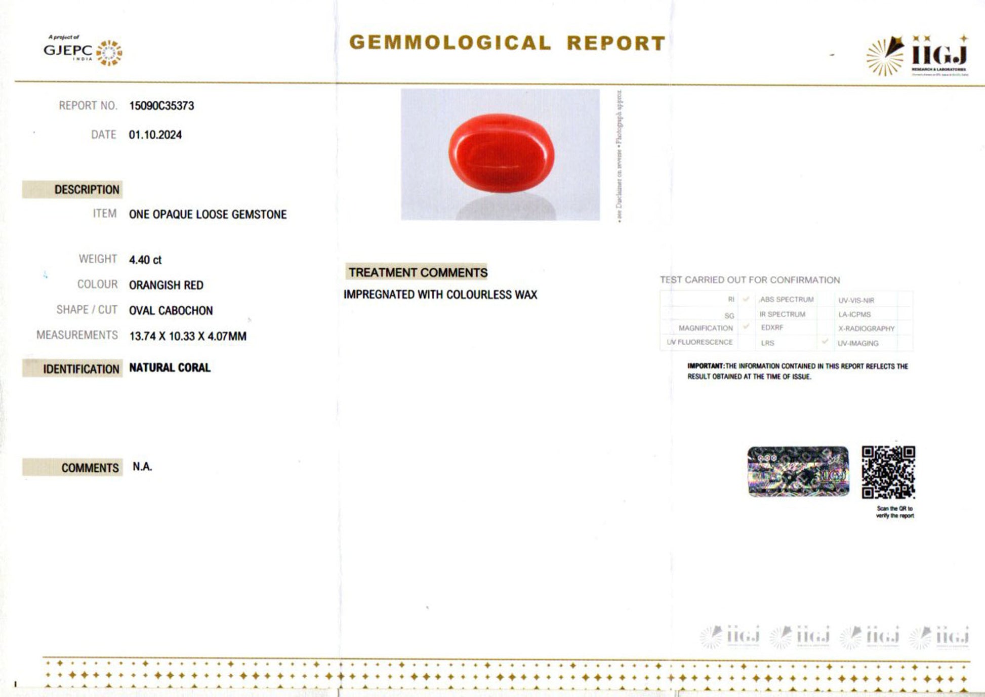 Italian Red Coral - 4.40 Carat Limited Quality CC-5811