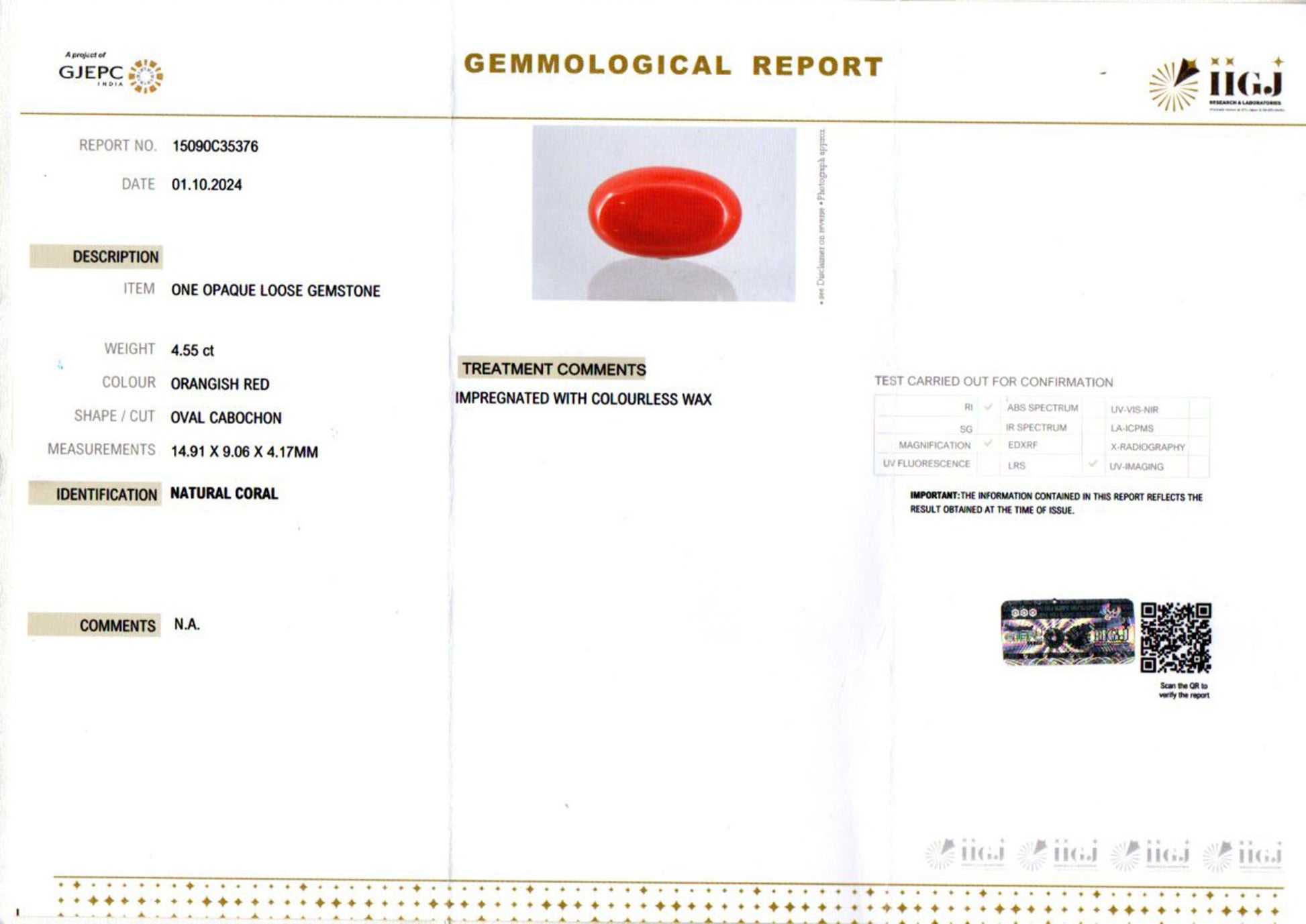 Italian Red Coral - 4.55 Carat Limited Quality CC-5813