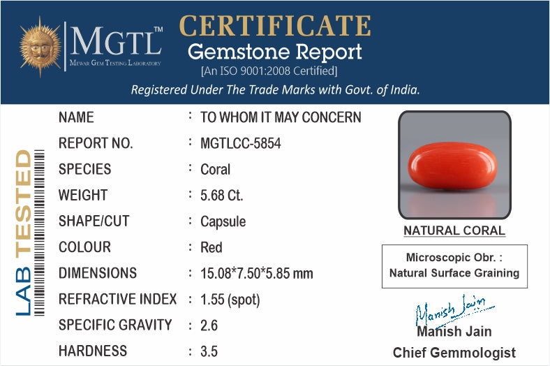 Italian Red Coral - 5.68 Carat Limited Quality CC-5854