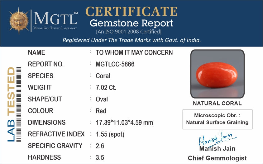 Italian Red Coral - 7.02 Carat Rare Quality CC-5866