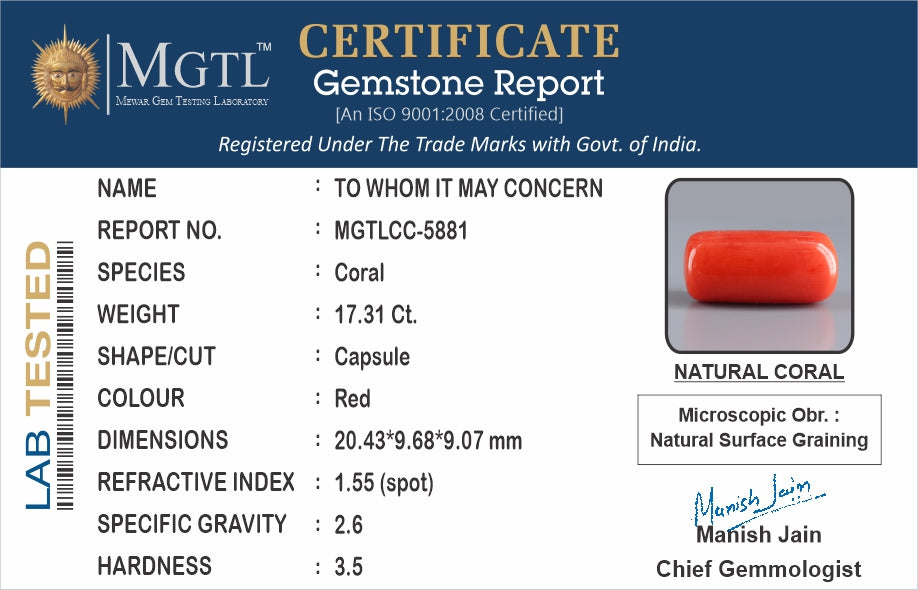 Italian Red Coral - 17.31 Carat Limited Quality CC-5881