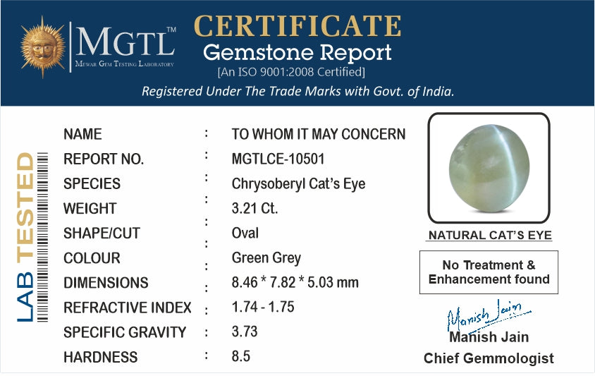 Ceylon Cat's Eye - 3.21 Carat Limited Quality CE-10501