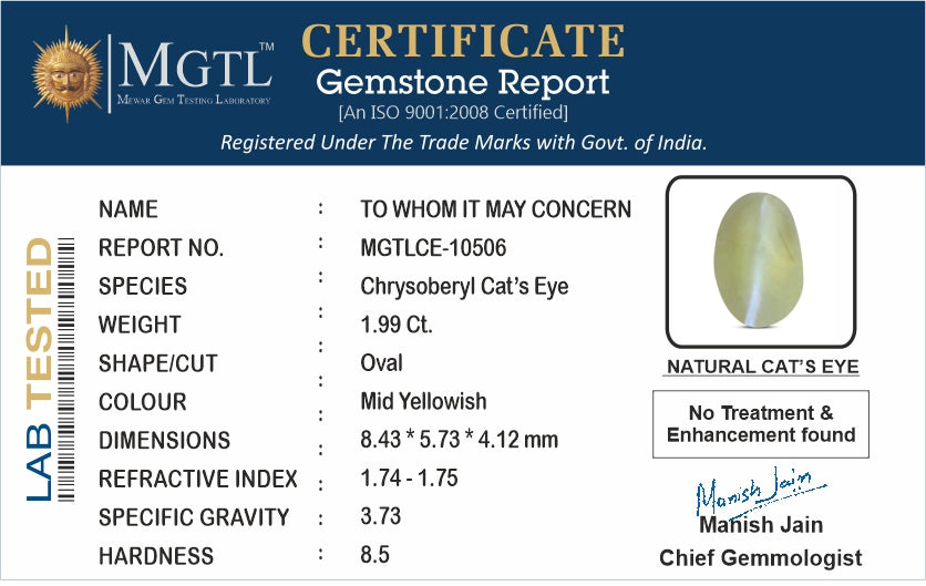 Ceylon Cat's Eye - 1.99 Carat Limited Quality CE-10506
