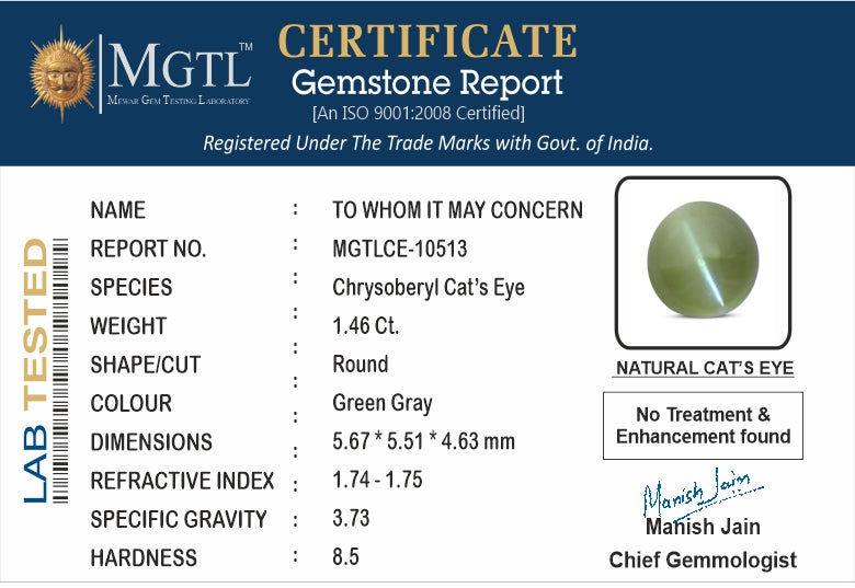 Ceylon Cat's Eye - 1.46 Carat Limited Quality CE-10513