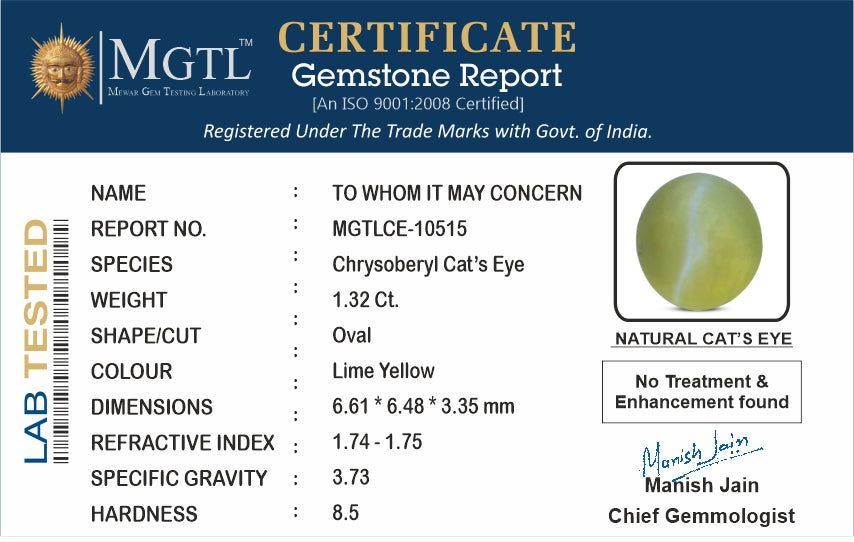 Ceylon Cat's Eye - 1.32 Carat Limited Quality CE-10515