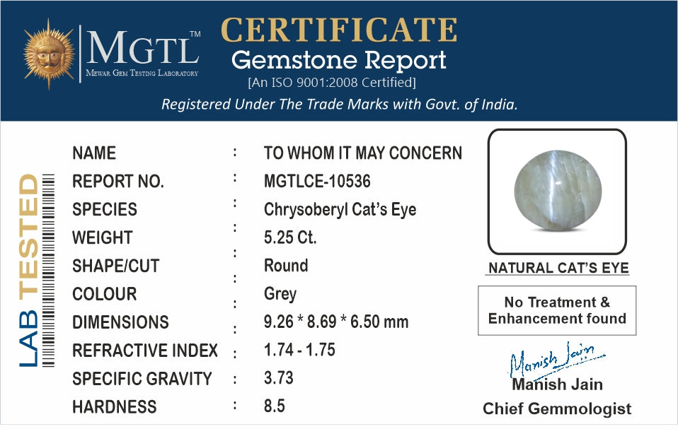 Ceylon Cat's Eye - 5.25 Carat Limited Quality CE-10536