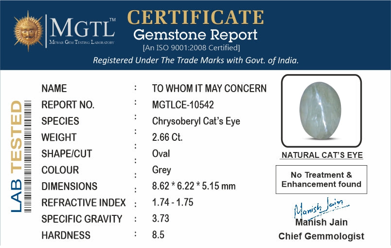 Ceylon Cat's Eye - 2.66 Carat Limited Quality CE-10542