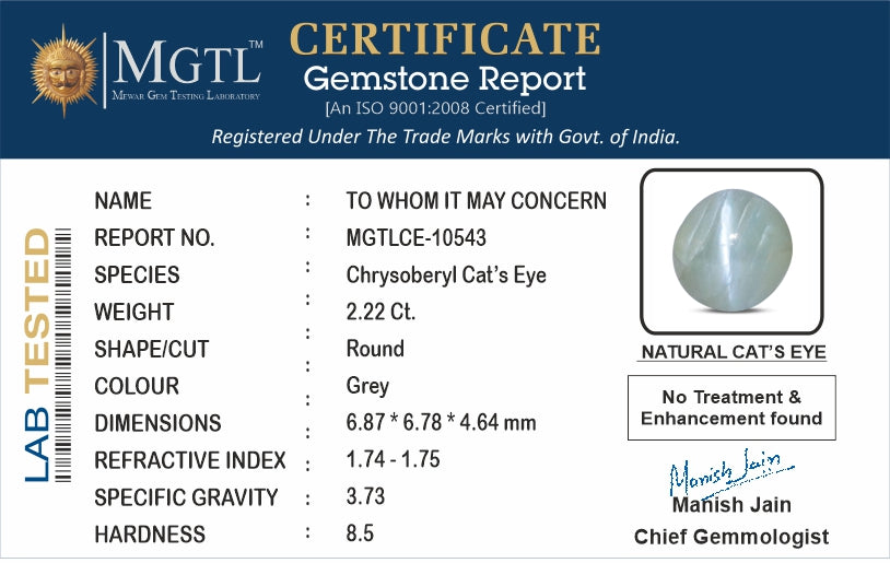 Ceylon Cat's Eye - 2.22 Carat Limited Quality CE-10543