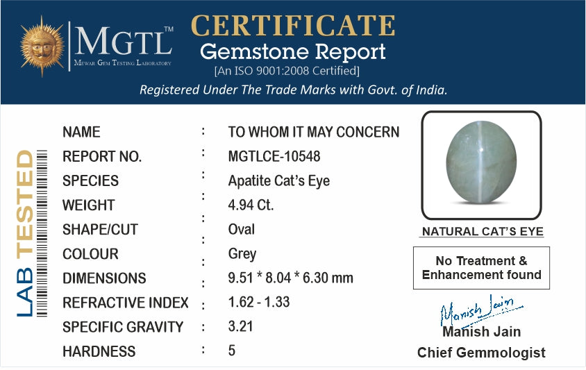 Brazilian Cat's Eye - 4.94 Carat Limited Quality CE-10548