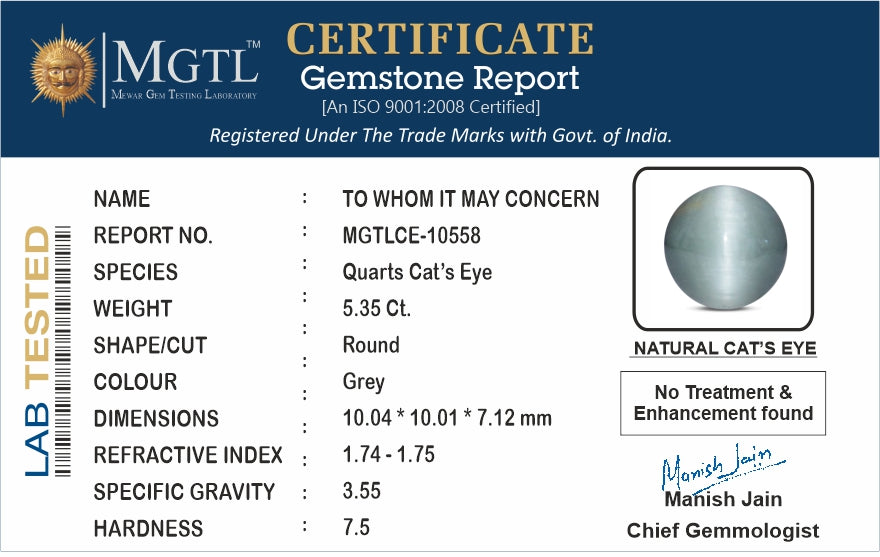 African Cat's Eye - 5.35 Carat Prime Quality CE-10558