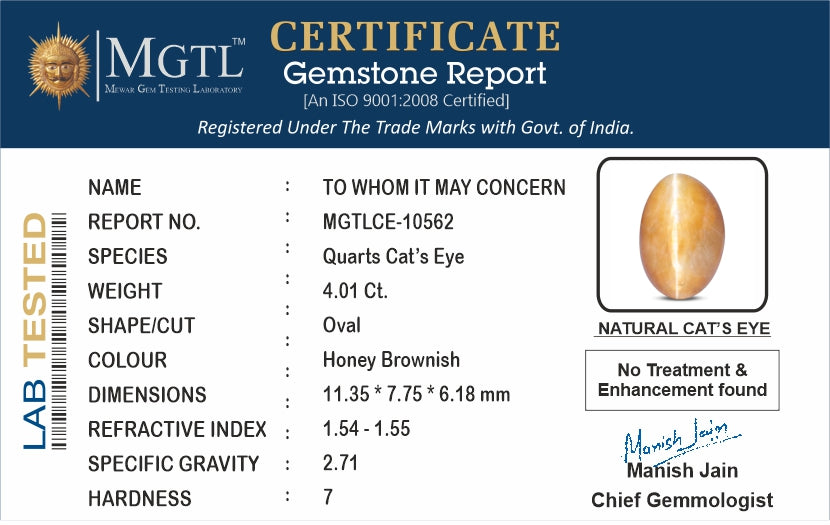 African Cat's Eye - 4.01 Carat Fine Quality CE-10562