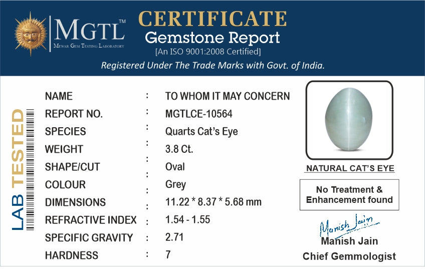 African Cat's Eye - 3.8 Carat Fine Quality CE-10564