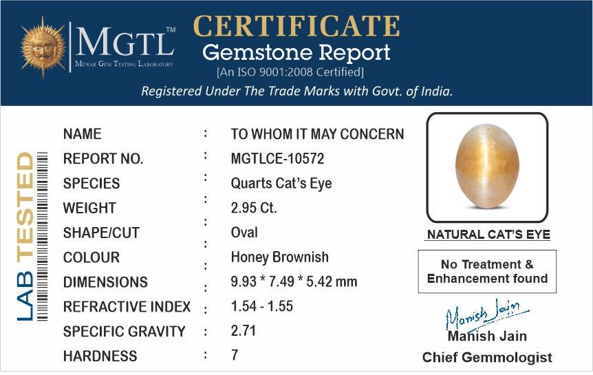 African Cat's Eye - 2.95 Carat Fine Quality CE-10572