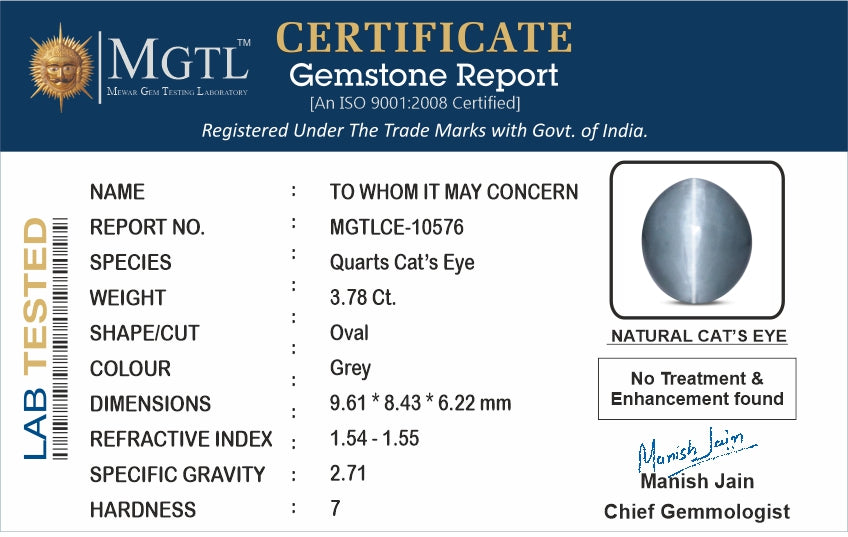 Cat's Eye - 3.78 Carat Fine Quality CE-10576