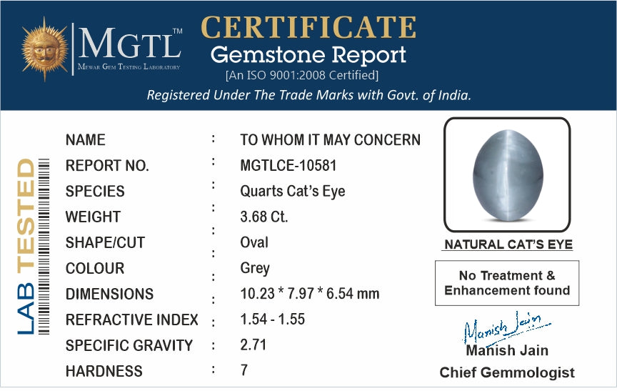 African Cat's Eye - 3.68 Carat Fine Quality CE-10581