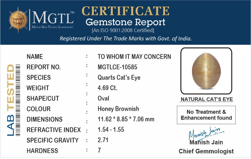 African Cat's Eye - 4.69 Carat Fine Quality CE-10585