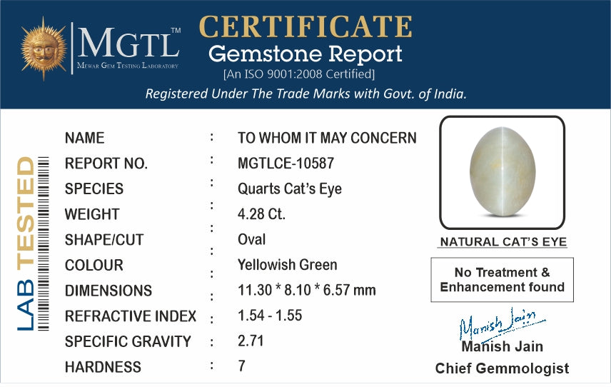 African Cat's Eye - 4.28 Carat Fine Quality CE-10587
