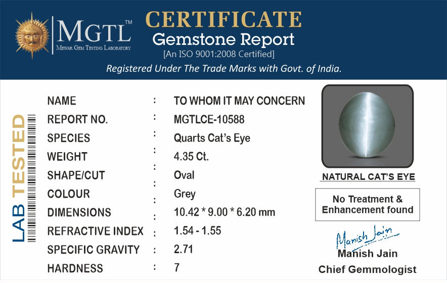 African Cat's Eye - 4.35 Carat Prime Quality CE-10588