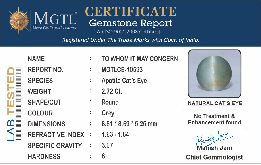 Cat's Eye - 2.72 Carat Fine Quality CE-10593