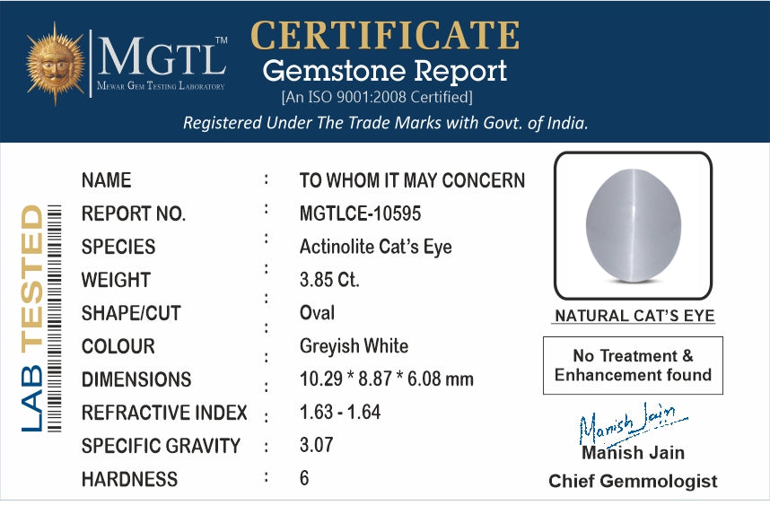 Ceylon Cat's Eye - 3.85 Carat Prime Quality CE-10595