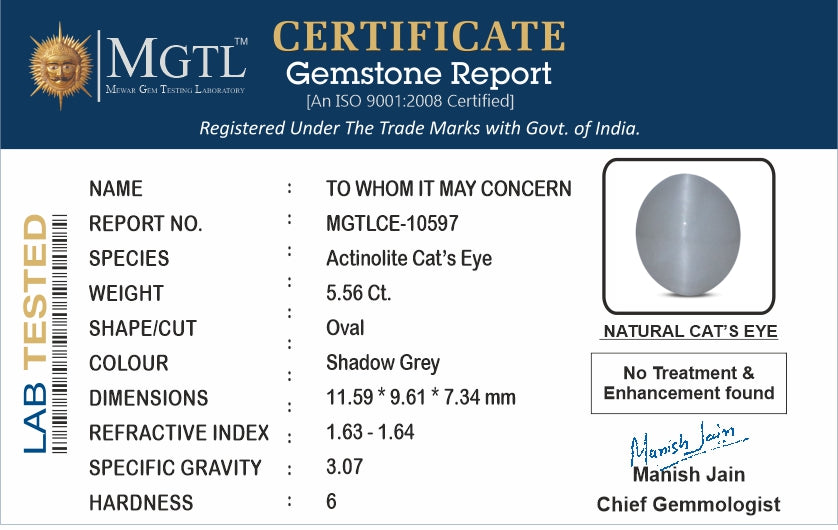 Ceylon Cat's Eye - 5.56 Carat Prime Quality CE-10597