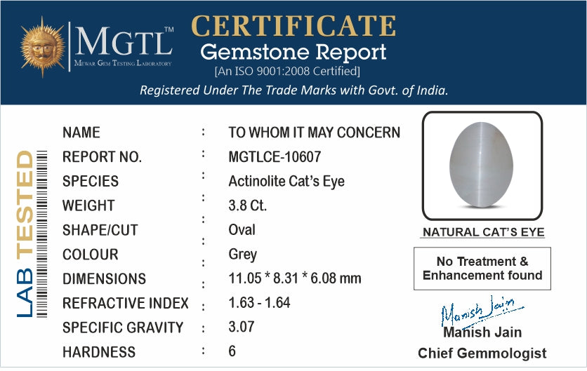 Ceylon Cat's Eye - 3.8 Carat Prime Quality CE-10607