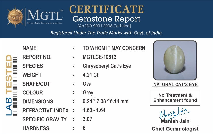 Ceylon Cat's Eye - 4.21 Carat Limited Quality CE-10613