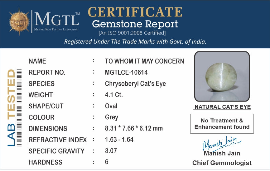 Ceylon Cat's Eye - 4.1 Carat Limited Quality CE-10614