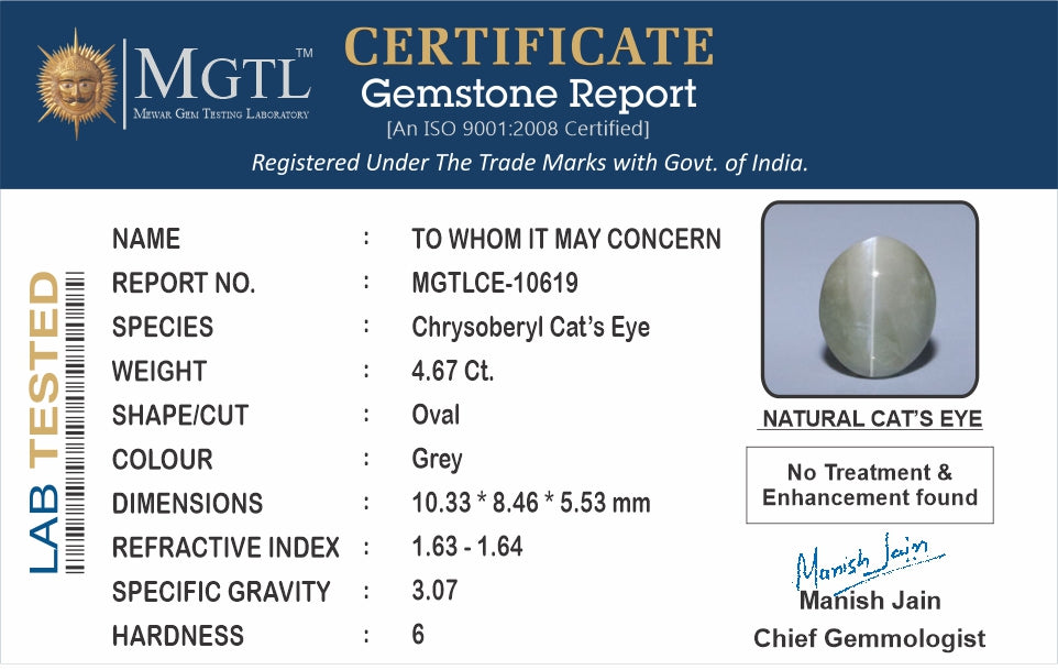 Ceylon Cat's Eye - 4.67 Carat Limited Quality CE-10619