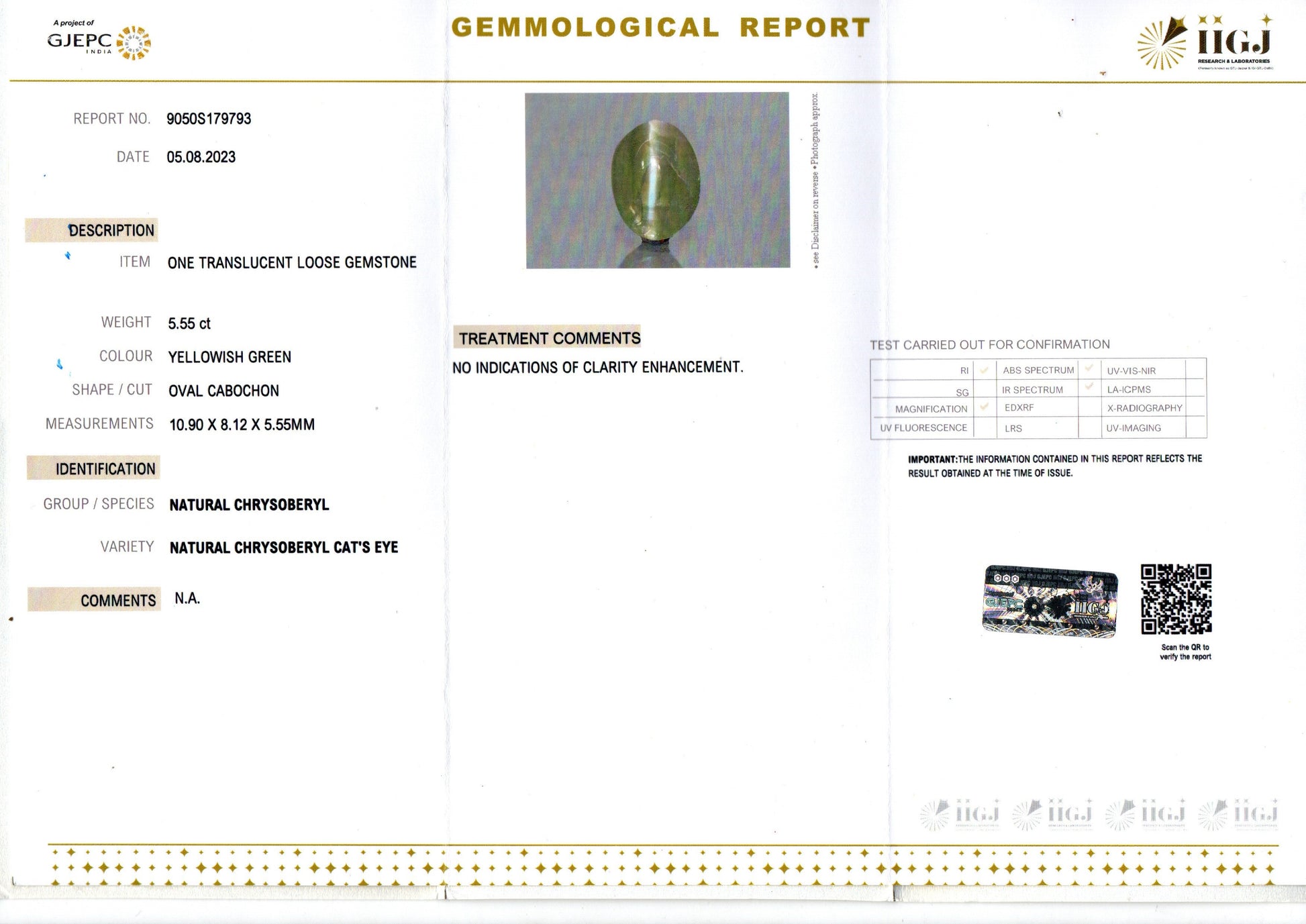 Ceylon Cat's Eye - 5.55 Carat Limited Quality CE-10720