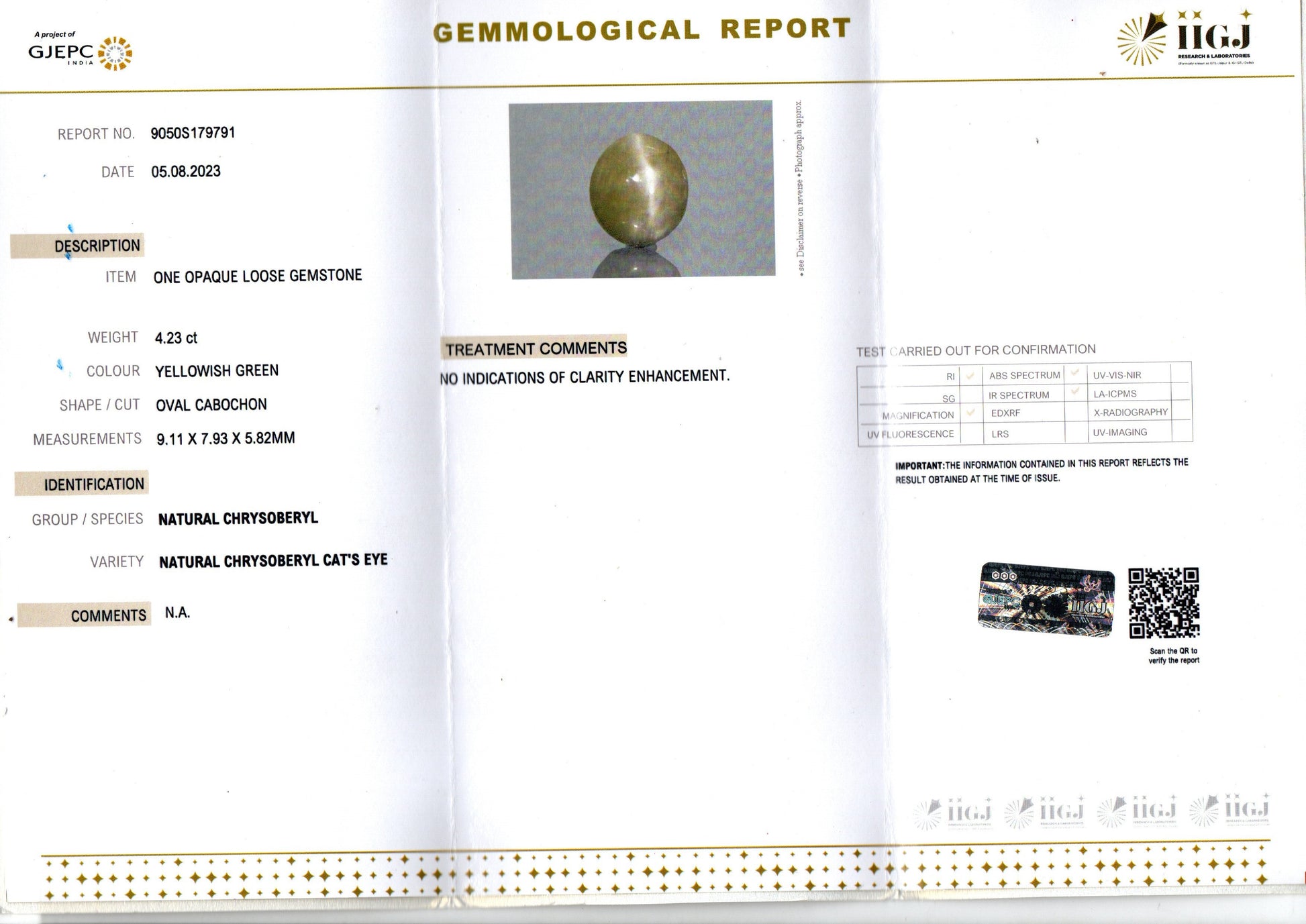 Ceylon Cat's Eye - 4.23 Carat Limited Quality CE-10721