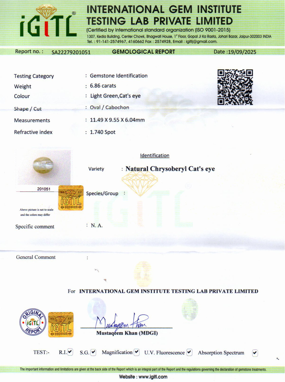 Ceylon Cat's Eye - 6.86 Carat Prime Quality CE-10784