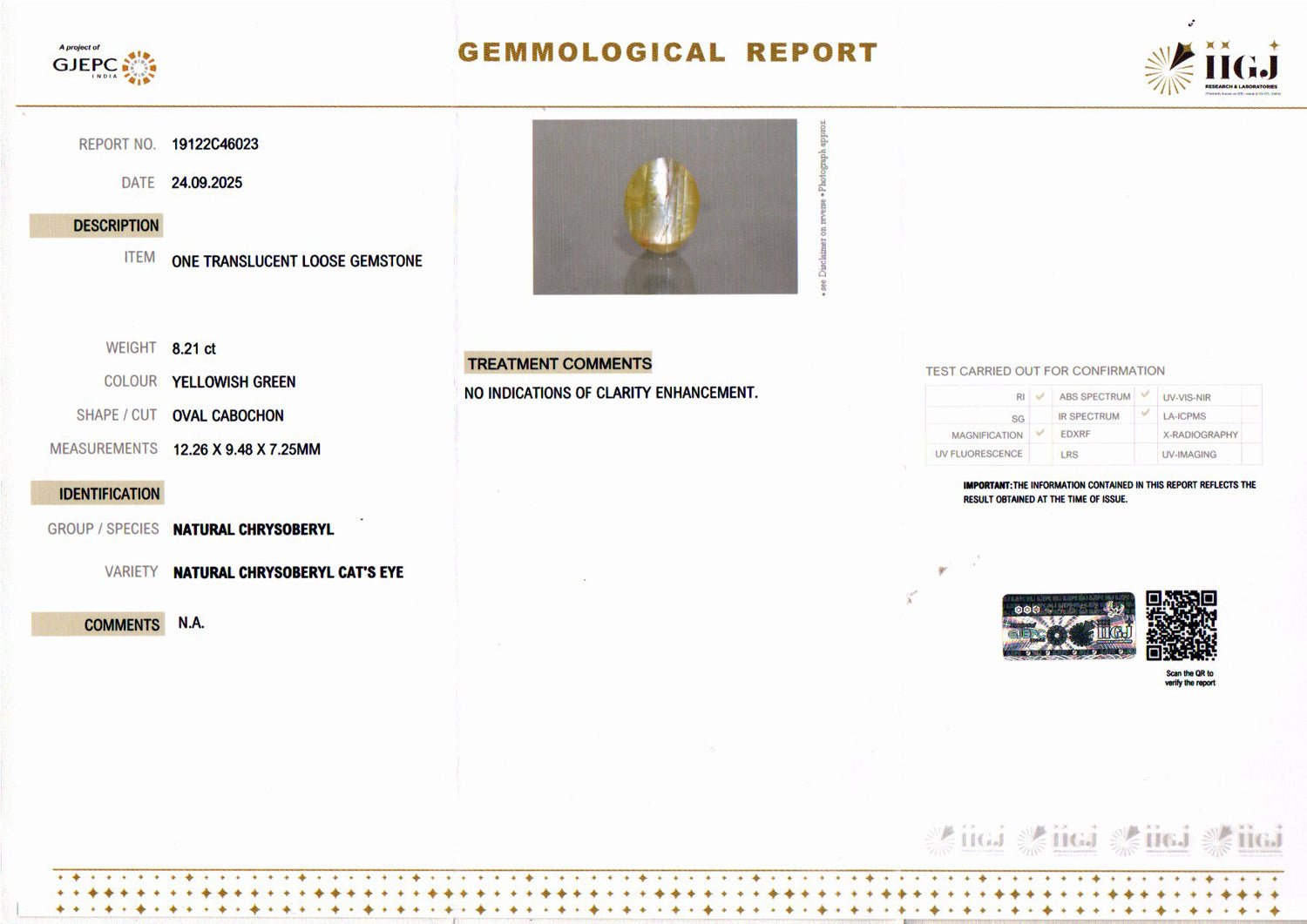 Ceylon Cat's Eye - 8.21 Carat Limited Quality CE-10800