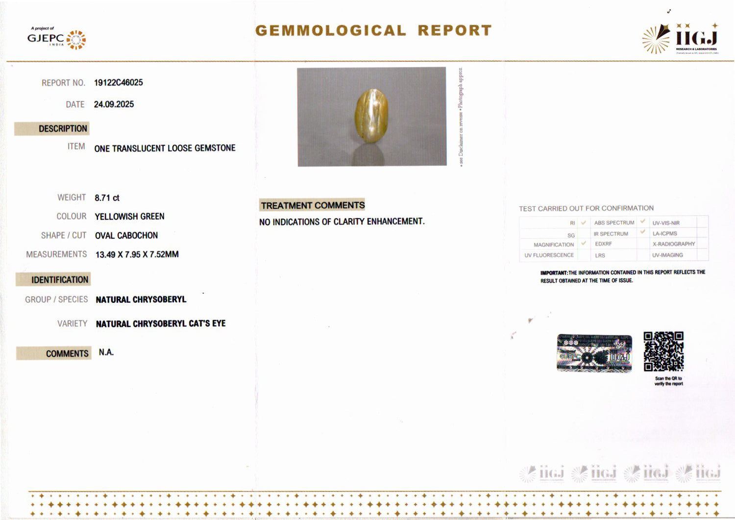 Ceylon Cat's Eye - 8.71 Carat Limited Quality CE-10801