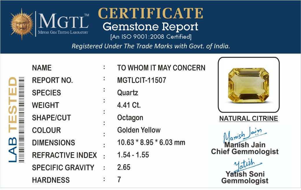 Citrine - 4.41 Carat Limited Quality CIT-11507