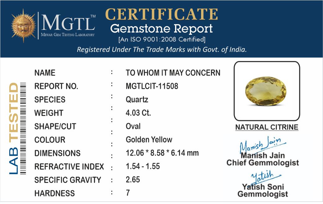 Citrine - 4.03 Carat Limited Quality CIT-11508