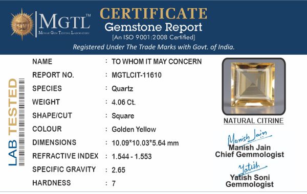 Brazilian Citrine - 4.06 Carat Rare Quality CIT-11610