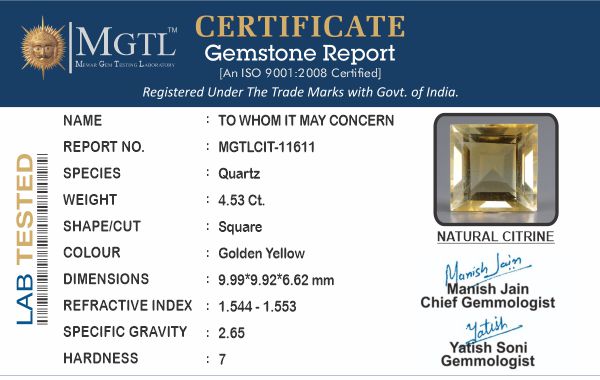Brazilian Citrine - 4.53 Carat Rare Quality CIT-11611