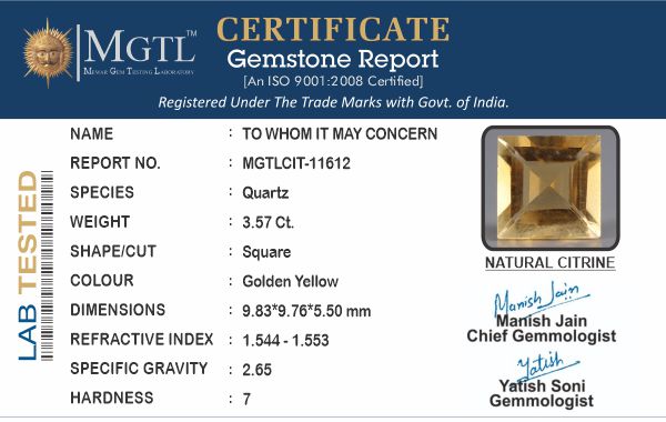 Brazilian Citrine - 3.57 Carat Rare Quality CIT-11612