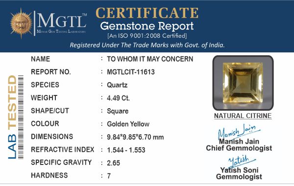 Brazilian Citrine - 4.49 Carat Rare Quality CIT-11613