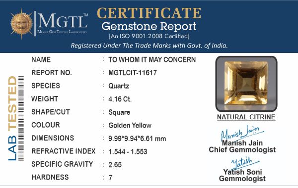 Brazilian Citrine - 4.16 Carat Rare Quality CIT-11617
