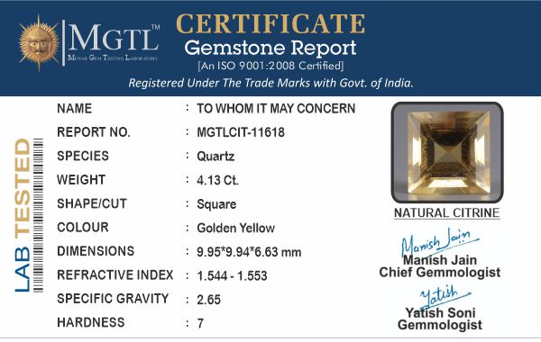 Brazilian Citrine - 4.13 Carat Rare Quality CIT-11618