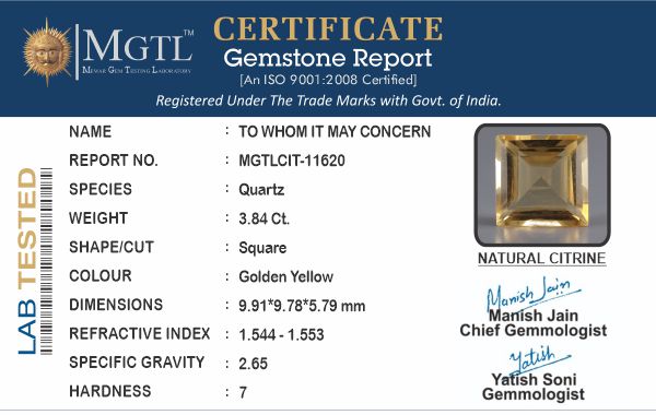 Brazilian Citrine - 3.84 Carat Rare Quality CIT-11620