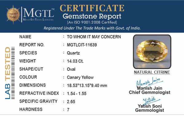 Brazilian Citrine - 14.03 Carat Limited Quality CIT-11639