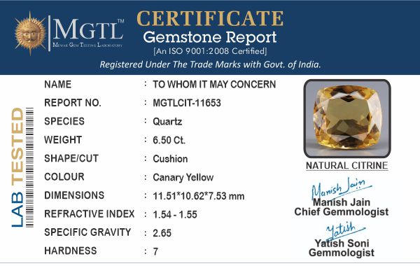 Brazilian Citrine - 6.50 Carat Rare Quality CIT-11653