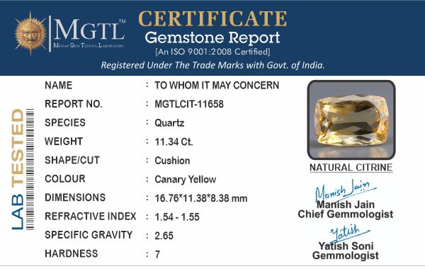 Brazilian Citrine - 11.34 Carat Rare Quality CIT-11658