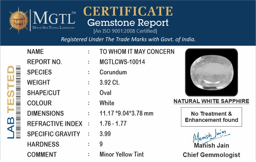 Ceylon White Sapphire - 3.92 Carat Fine Quality CWS-10014