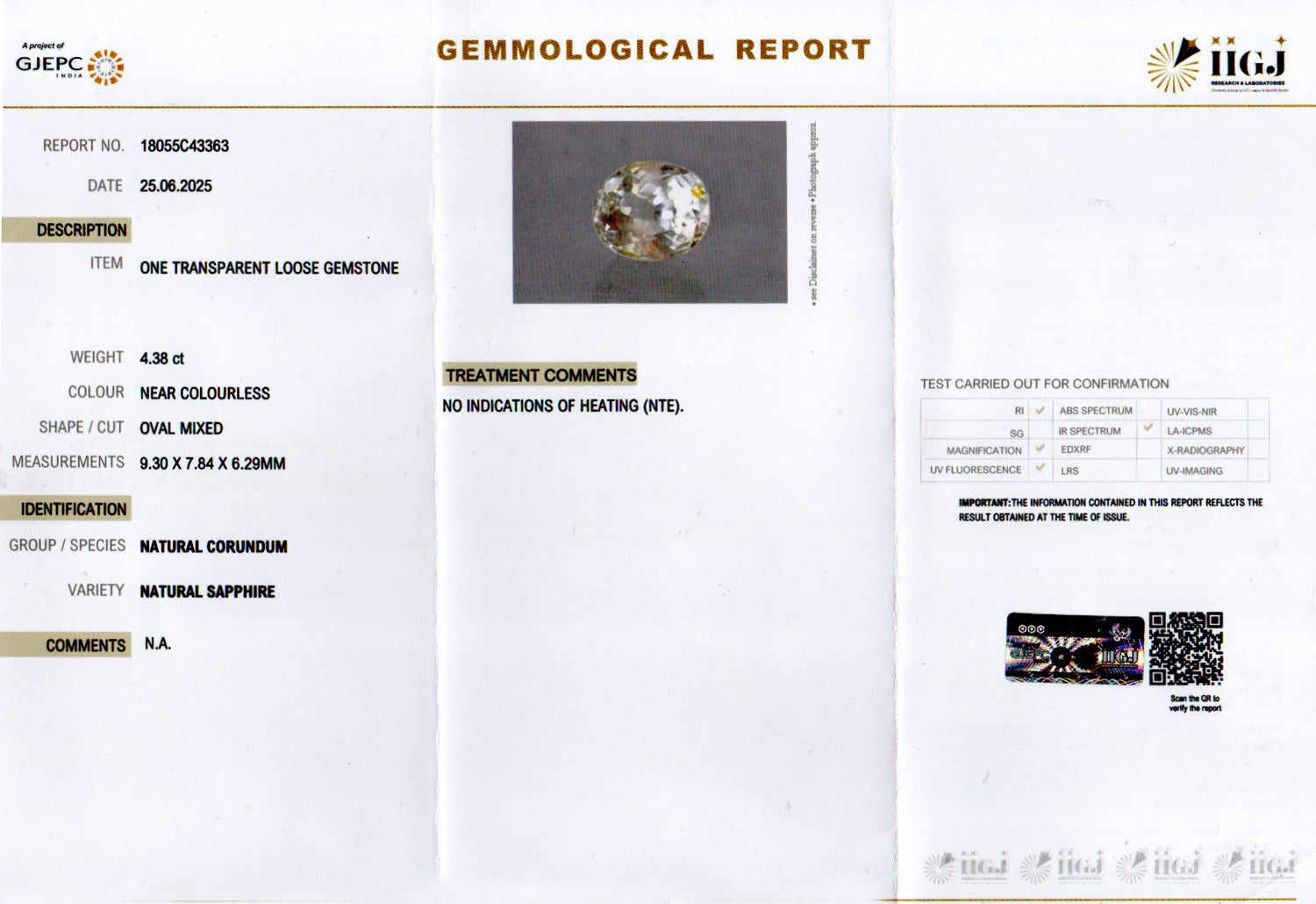 Ceylon White Sapphire - 4.38 Carat Prime Quality CWS-10036