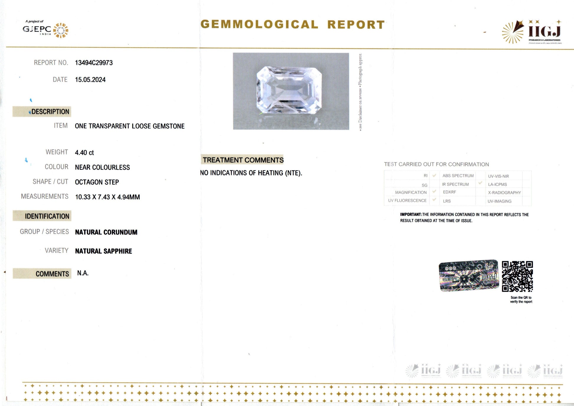 Ceylon White Sapphire - 4.40 Carat Limited Quality CWS-10053
